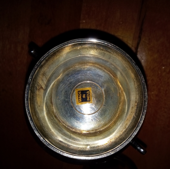 VTG Silverplate Metal Covered Sugar Bowl Pot Double Handles Lid India - Picture 3 of 3